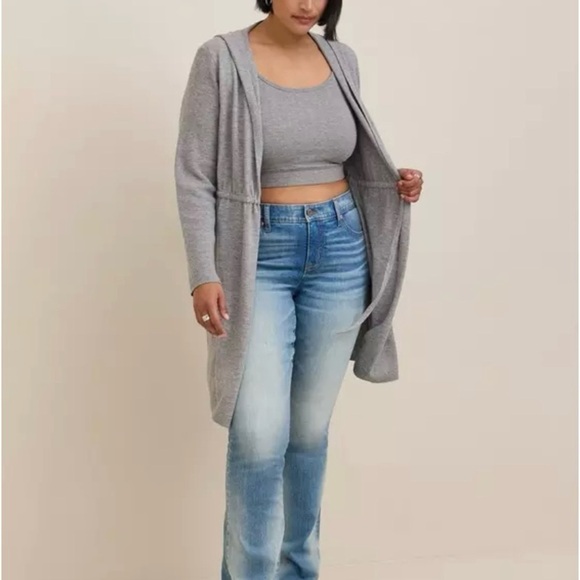 TORRID Women's size 0 (L) Gray Everyday Anorak Hooded Cinched Waist Sweater - Picture 3 of 11